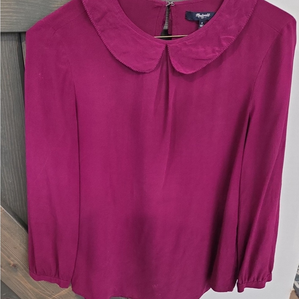 Madewell Fuchsia Blouse with Peter Pan Collar